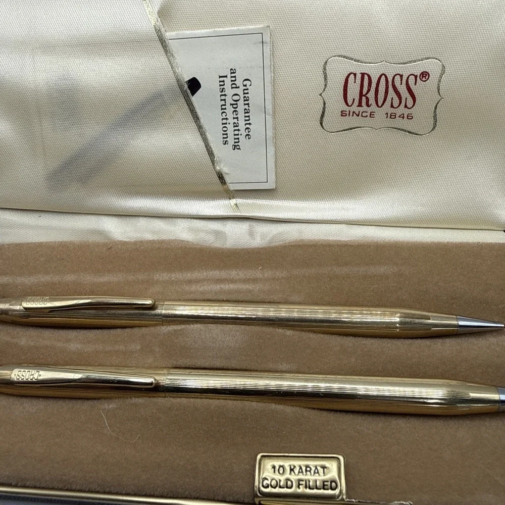Cross Vintage 10K Gold Filled Pen & Pencil Set w/original Case & Paperwork